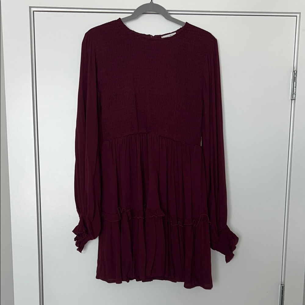 Vestique Burgundy Long Sleeve Dress